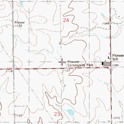 Topographic Map of Pioneer Community Park, OK