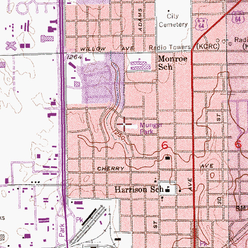 Topographic Map of Munger Park, OK