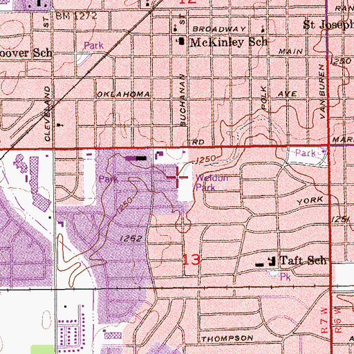 Topographic Map of Weldon Park, OK