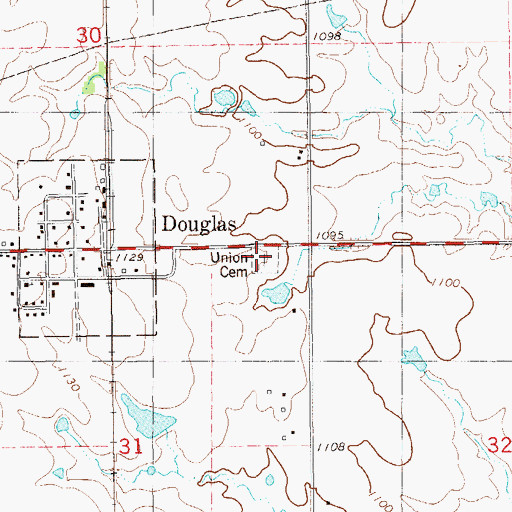 Topographic Map of Union Cemetery, OK