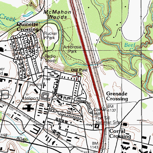 Topographic Map of Old Post Church, OK