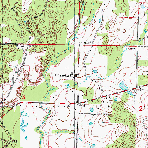 Topographic Map of Luksoka Church, OK