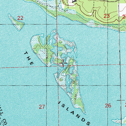 Topographic Map of The Islands, OK