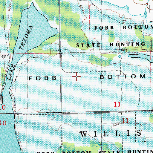 Topographic Map of Fobb Bottom State Hunting Area, OK