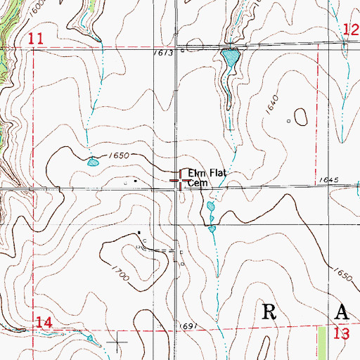 Topographic Map of Elm Flat Cemetery, OK