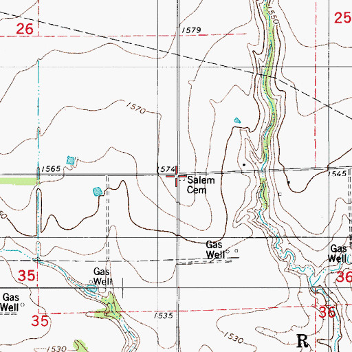 Topographic Map of Salem Cemetery, OK