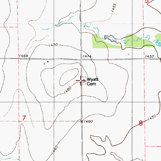 Topographic Map of Wyatt Cemetery, OK