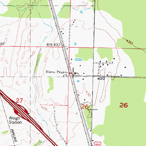 Topographic Map of Horse Prairie Church, OK