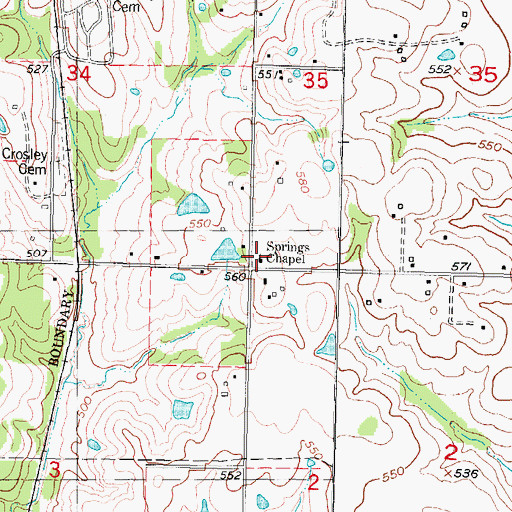 Topographic Map of Springs Chapel, OK