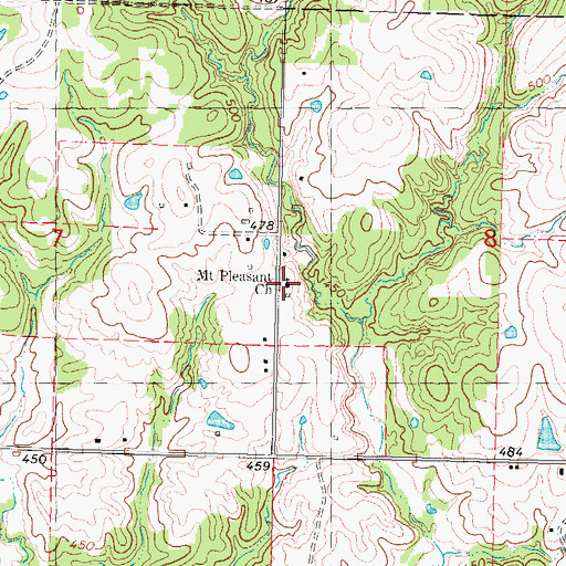 Topographic Map of Mount Pleasant Church, OK