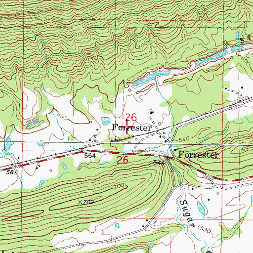 Topographic Map of Forrester, OK