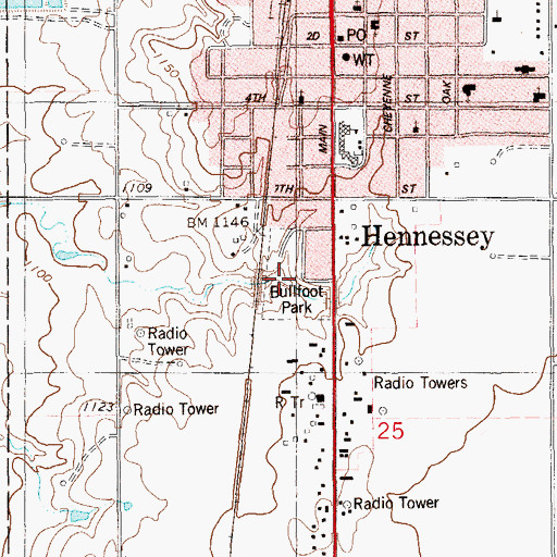 Topographic Map of Bullfoot Park, OK