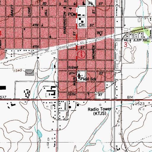 Topographic Map of Field School, OK
