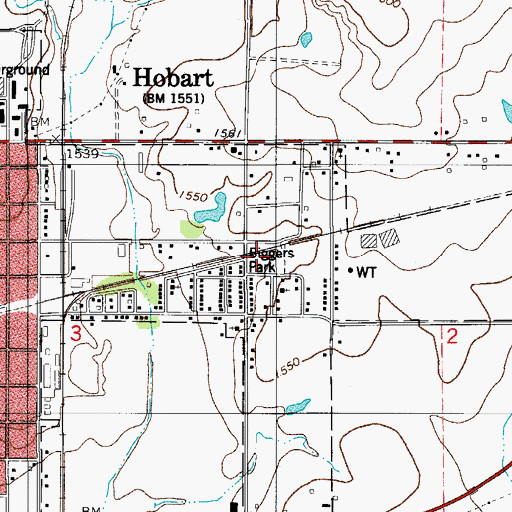 Topographic Map of Biggers Park, OK