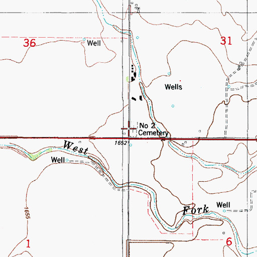 Topographic Map of Number 2 Cemetery, OK