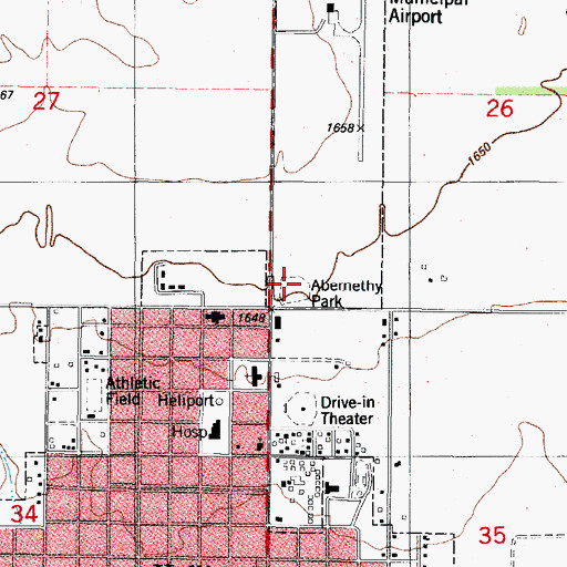 Topographic Map of Abernathy Park, OK