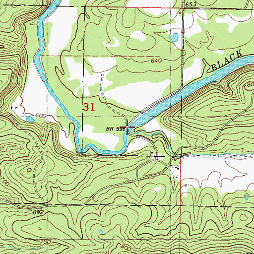 Topographic Map of Frizzell Branch, OK