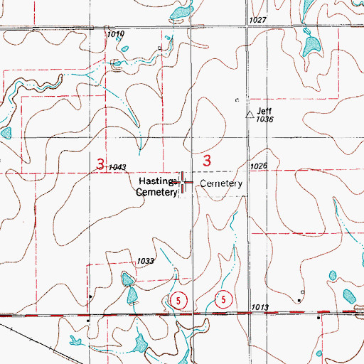 Topographic Map of Hastings Cemetery, OK