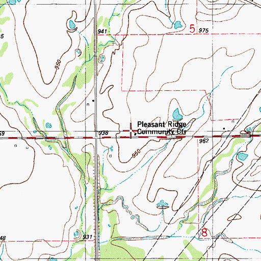 Topographic Map of Pleasant Ridge Community Center, OK