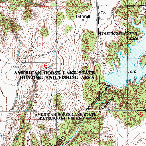 Topographic Map of American Horse Lake State Hunting and Fishing Area, OK