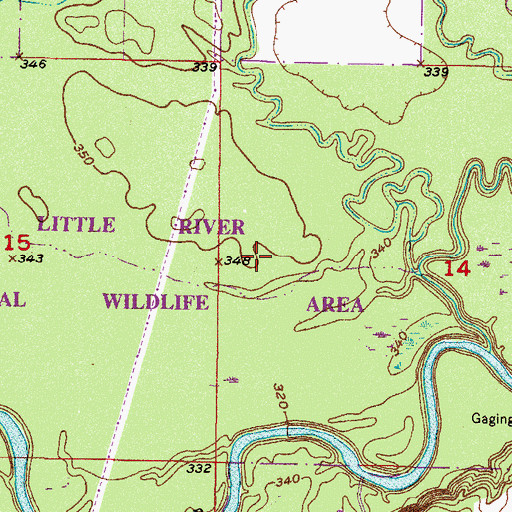 Topographic Map of Little River National Wildlife Area, OK