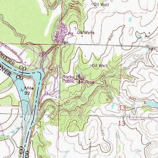 Topographic Map of Rocky Point Public Use Area, OK