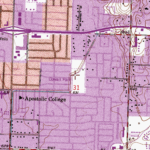 Topographic Map of Cowan Park, OK