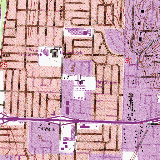 Topographic Map of Hawthorne Park, OK