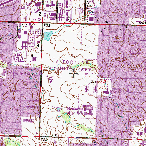 Topographic Map of LaFortune County Park, OK