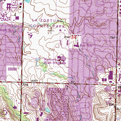 Topographic Map of Memorial High School, OK