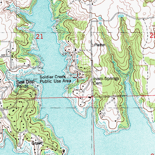 Topographic Map of Soldier Creek Public Use Area, OK