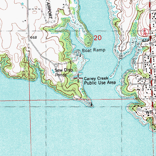 Topographic Map of Caney Creek Public Use Area, OK