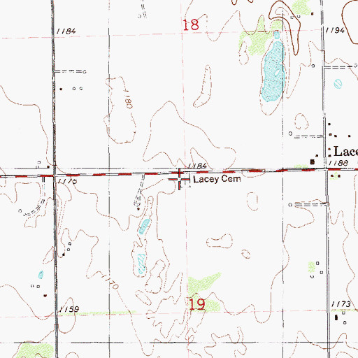 Topographic Map of Lacey Cemetery, OK