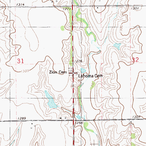 Topographic Map of Lahoma Cemetery, OK