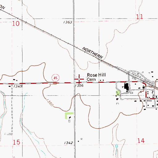 Topographic Map of Rose Hill Cemetery, OK