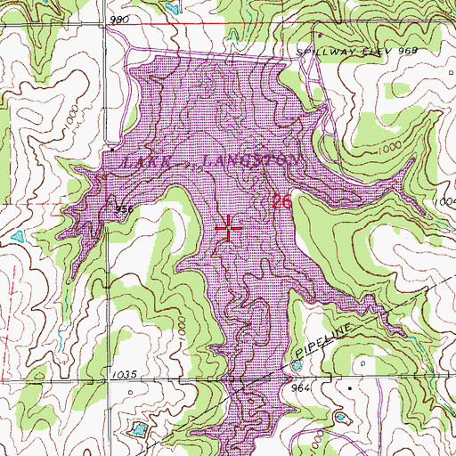 Topographic Map of Lake Langston, OK