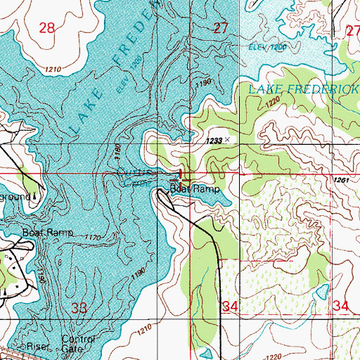 Topographic Map of Curtis Cove, OK