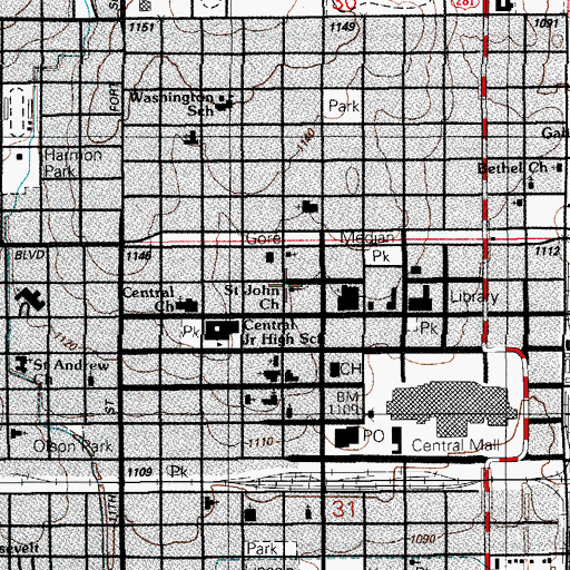 Topographic Map of Saint Andrew Church, OK