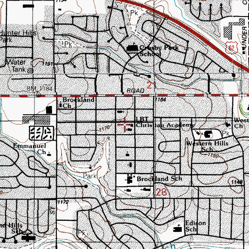 Topographic Map of LBT Christian Academy, OK