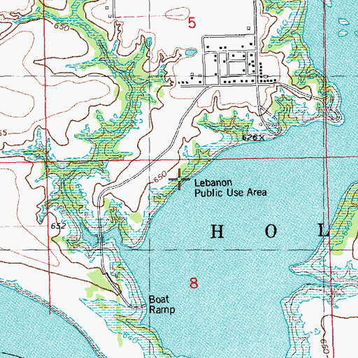 Topographic Map of Lebanon Public Use Area, OK