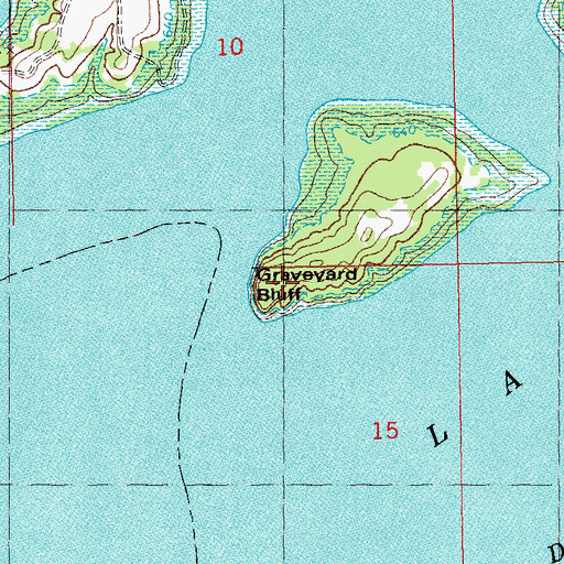 Topographic Map of Graveyard Bluff, OK