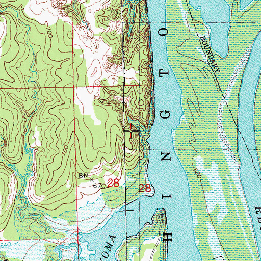 Topographic Map of Loves Valley State Game Management Area, OK