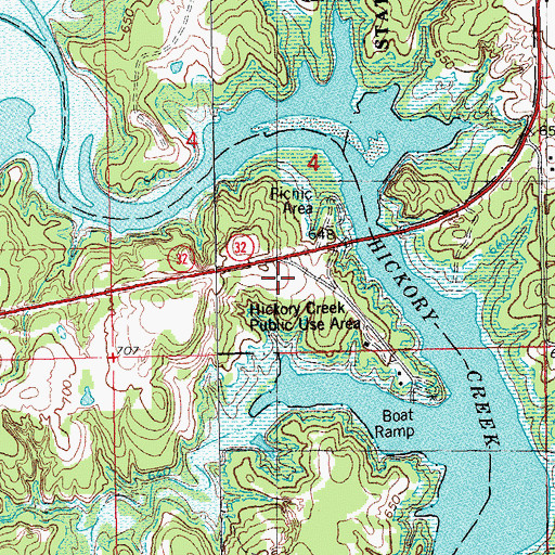 Topographic Map of Hickory Creek Public Use Area, OK