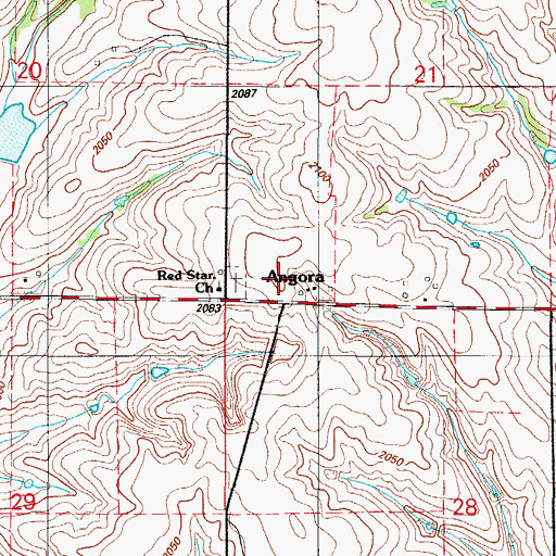 Topographic Map of Angora, OK