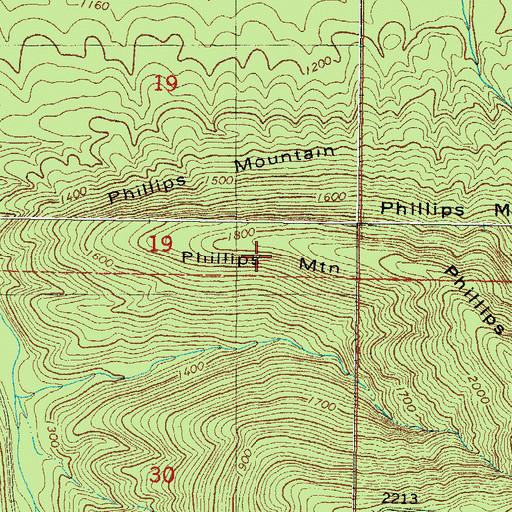 Topographic Map of Phillips Mountain, OK