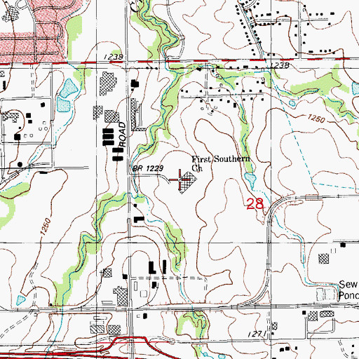 Topographic Map of First Southern Church, OK