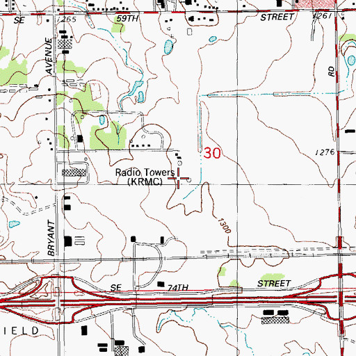 Topographic Map of KRMC Radio Towers, OK