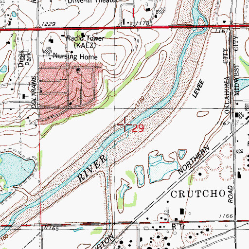 Topographic Map of Cherry Creek, OK