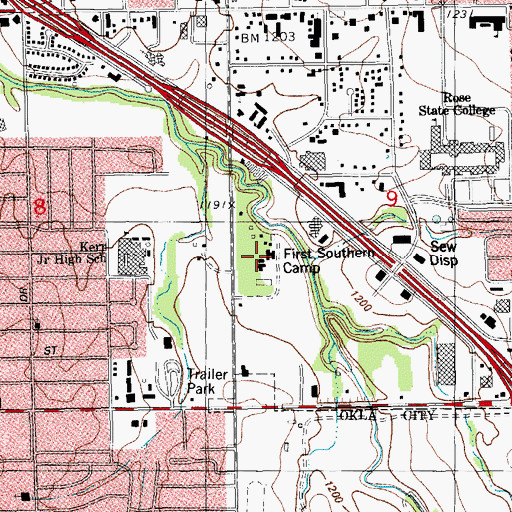 Topographic Map of First Southern Camp, OK