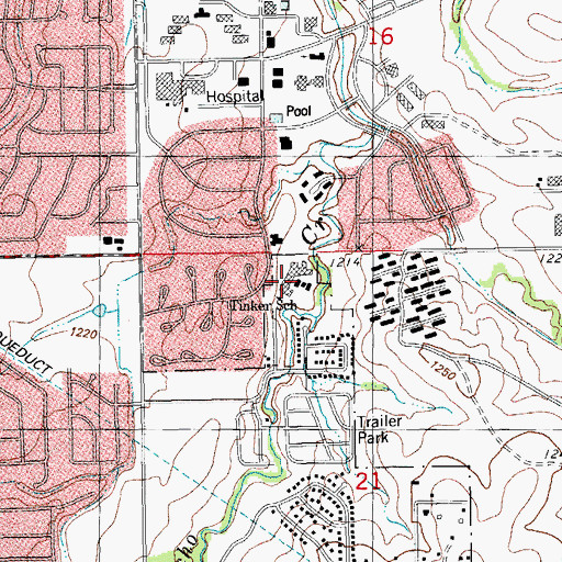 Topographic Map of Tinker Elementary School, OK